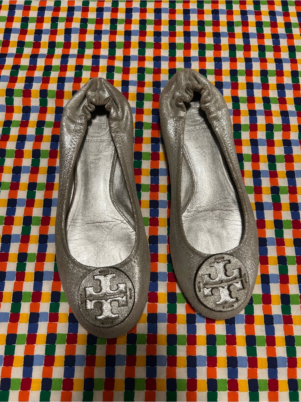 Tory Burch Metallic Silver Ballet Flats 7.5